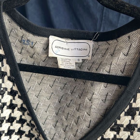 Adrienne Vittadini Black White Sequin Cardigan, Size Small Rare Brand Find - Picture 2 of 4